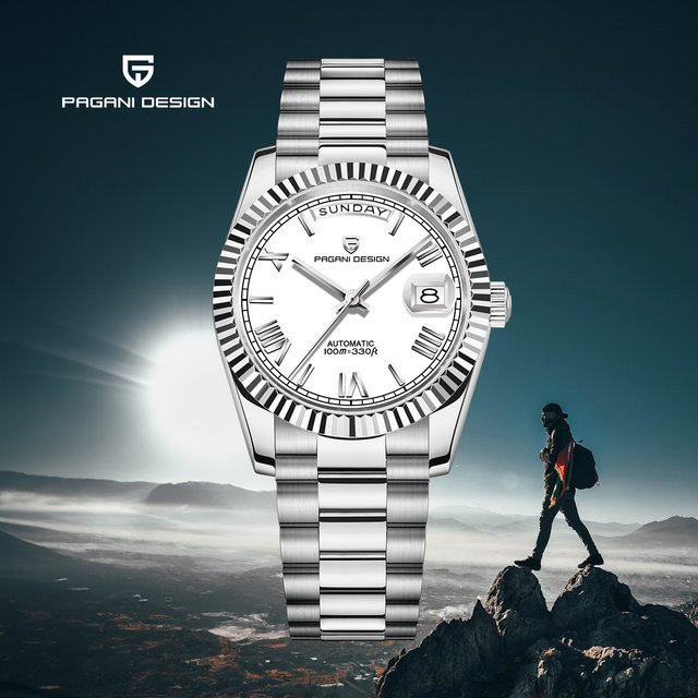 PAGANI DESIGN Armbanduhr, Automatik, Edelstahl, Weiß, Herren - Bild 1