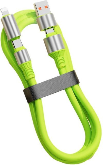 QHSPE 4-in-1 Silikon USB-C Ladekabel mit 240W Superschnellladefunktion in Grün - Bild 1