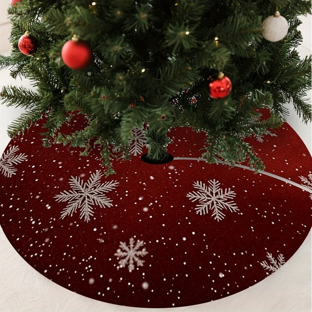VIKAMA Weihnachtsbaumrock mit Schneeflocken-Design in Rot - Bild 1