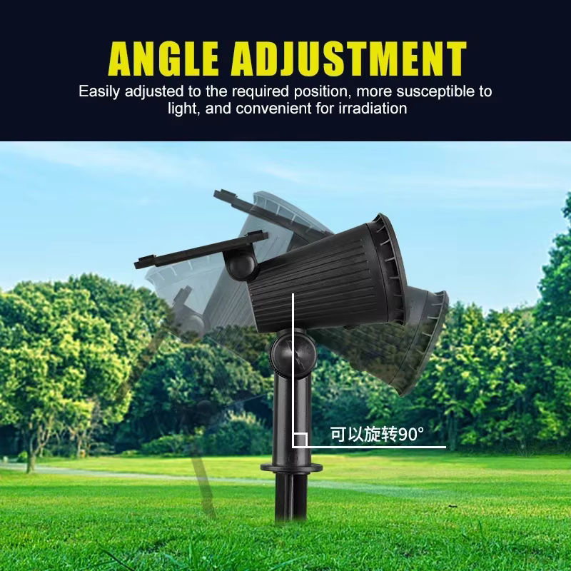 XIWANGFIRE Solarbetriebene LED Gartenlampe mit 9 LEDs, IP65 wasserdicht, verstellbar, Schwarz - Bild 3