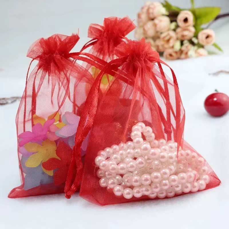 Weiße Organza Geschenkbeutel mit Kordelzug für Schmuck und Hochzeiten - Bild 3