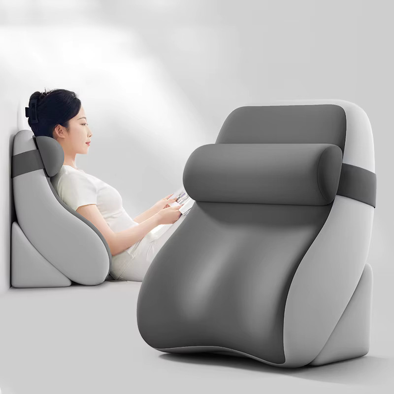 HEHUAI HT XL Rückenkissen für das Bett mit integrierten Armlehnen und Seitentaschen, ergonomisches Keilkissen mit abnehmbarem Bezug in Schwarz und Grau - Bild 4