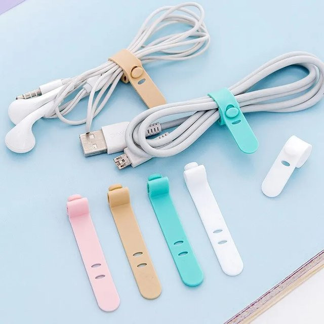 Wiederverwendbare Silikon Kabelbinder und Kopfhörer Kabel Wickler Organizer in Multicolour für USB-C Kabel - Bild 1