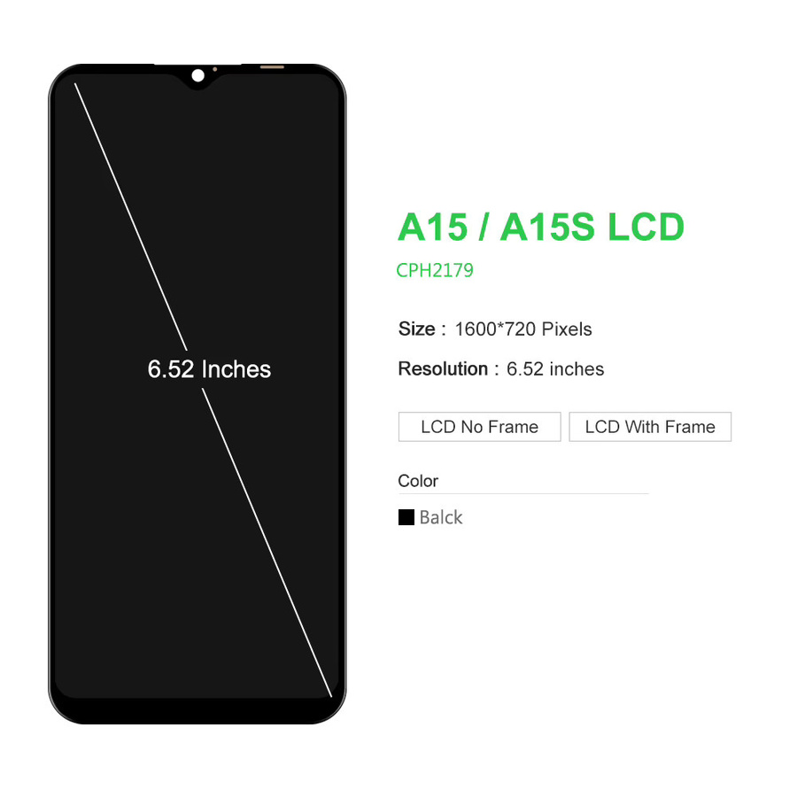Oppo A15 LCD Display und Touchscreen Ersatzteil in Schwarz mit 6,52 Zoll für CPH2185 und A15s CPH2179 - Bild 2