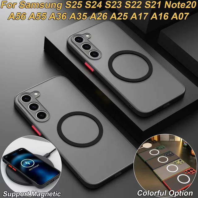 Matte Acryl-Hartschalen-Magnet-Handyhülle für Samsung Galaxy S26 FE S25 Edge A57 A37 A27 A55 A56 A36 A26 A16 A17 A07 in Schwarz mit kabelloser Ladefunktion - Bild 1