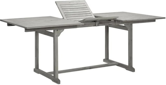 DELUKE Garten-Esstisch VEGO aus Akazienholz in Grau, ausziehbarer Outdoortisch für Terrasse und Garten, B/T/H: 150-200 x 100 x 75 cm - Bild 1