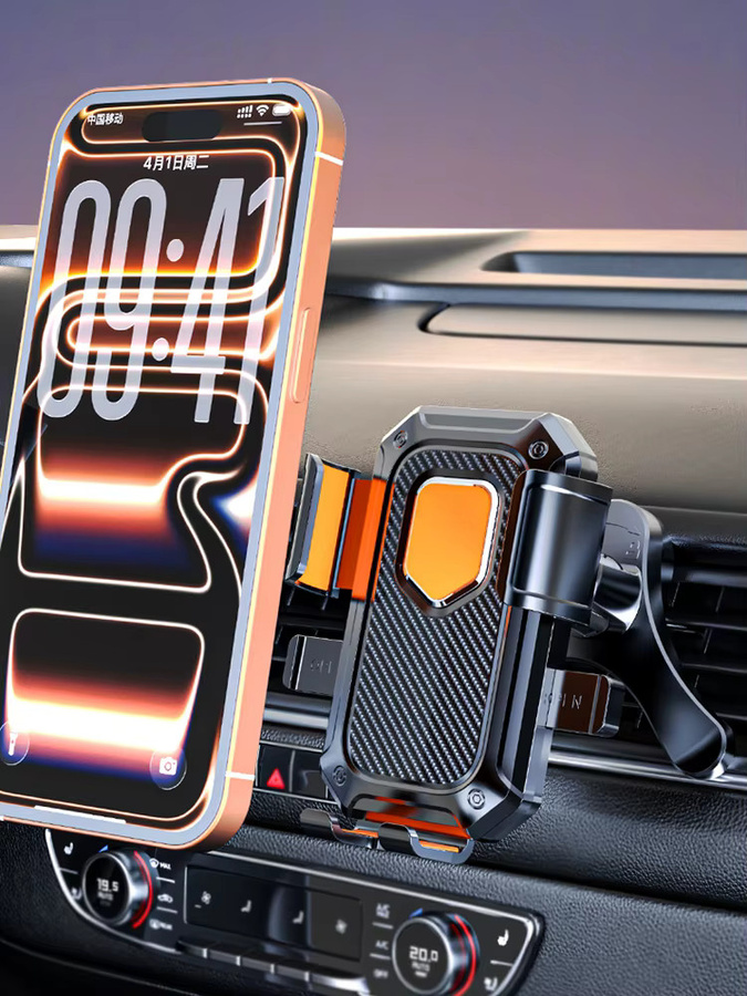Autotelefonhalter für Lüftungsschlitze mit Metallhaken und fester Stützhalterung in Schwarz oder Orange - Bild 5
