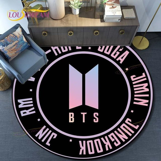 Runder Kpop Bangtan Boys Teppich von new Yunheng, Flanell Tier-Design, Rutschfest und Waschbar, Durchmesser: 60 cm, Mehrfarbig - Bild 1