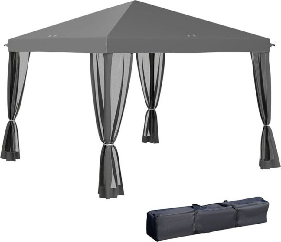 Outsunny Faltpavillon mit Seitenwänden und Tragetasche, B/T/H: 300 x 300 x 230 cm, Metall und Oxford, Hellgrau und Schwarz - Bild 3