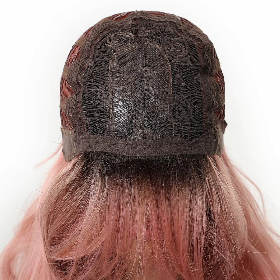ELEMENT Ombre-Perücke, schwarzbraun bis rosa, gewellt, mit Pony, Damen - Bild 3