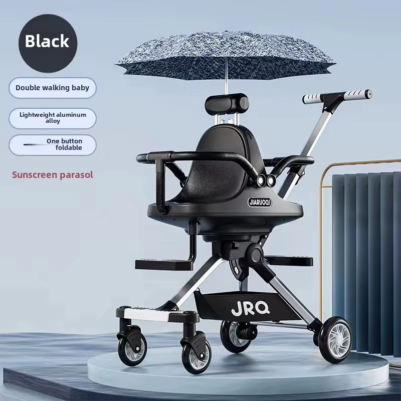 LUVCHAIN Doppel-Buggy für zwei Kinder, faltbarer und leichter Kinderwagen mit Sonnendach, Weiß - Bild 2