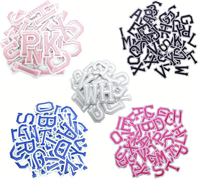 52 Stück A-Z Alphabet Patches in Weiß zum Aufbügeln für Hemden, Jacken, Hüte, Jeans, Schuhe und Taschen - Bild 1