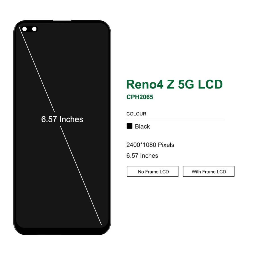 Oppo Reno4 Z 5G LCD-Display mit Rahmen, 6.57 Zoll Touchscreen Digitizer in Schwarz - Bild 2