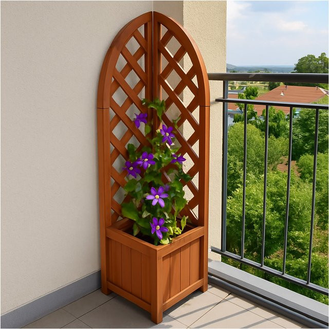 HTI-Living Pflanzkübel Heidi mit Rankgitter in Braun, B/T/H: 32 x 32 x 112 cm - Bild 1