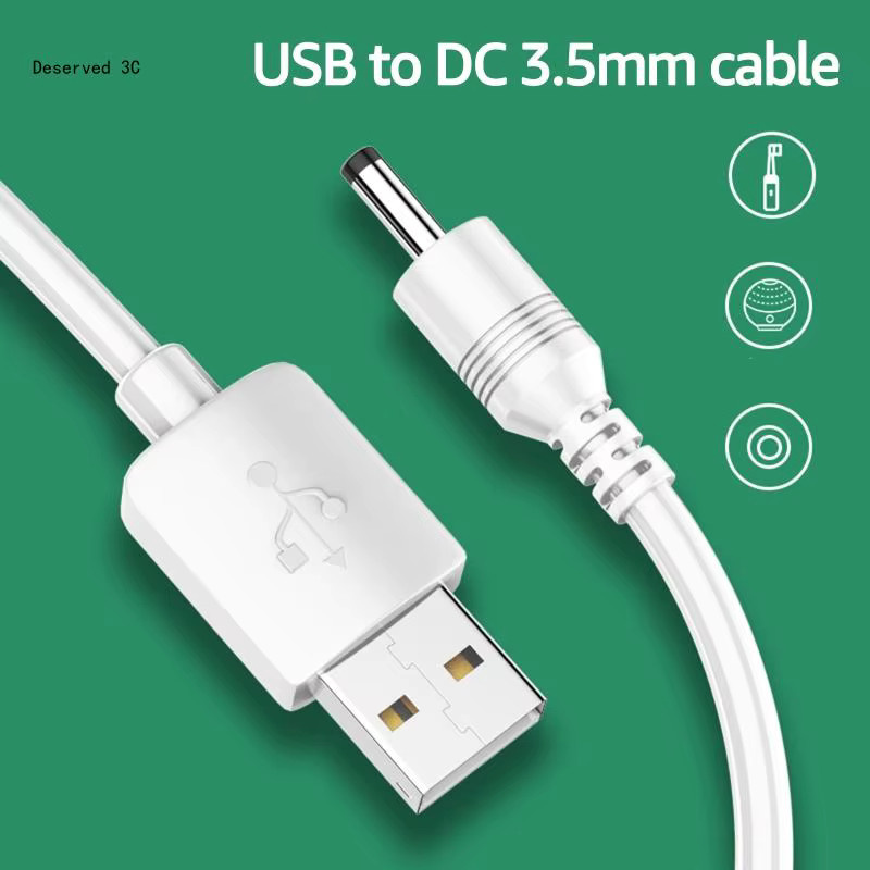 OOTDTY USB auf 3,5 x 13,5 mm Netzkabel in Weiß für elektrische Zahnbürsten und Ventilatoren - Bild 2