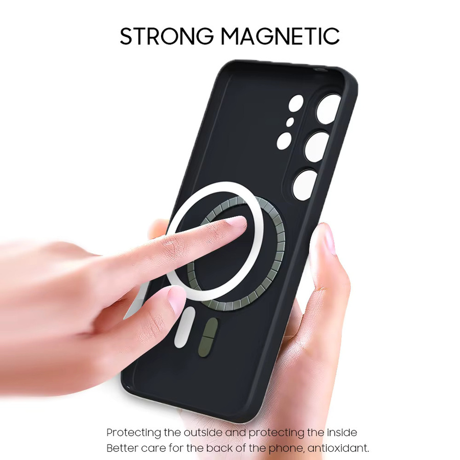 Magnetische Silikon Schutzhülle für Samsung Galaxy S26 S25 S24 S23 Ultra Plus FE A56 A55 A54 mit MagSafe Funktion in Schwarz - Bild 2