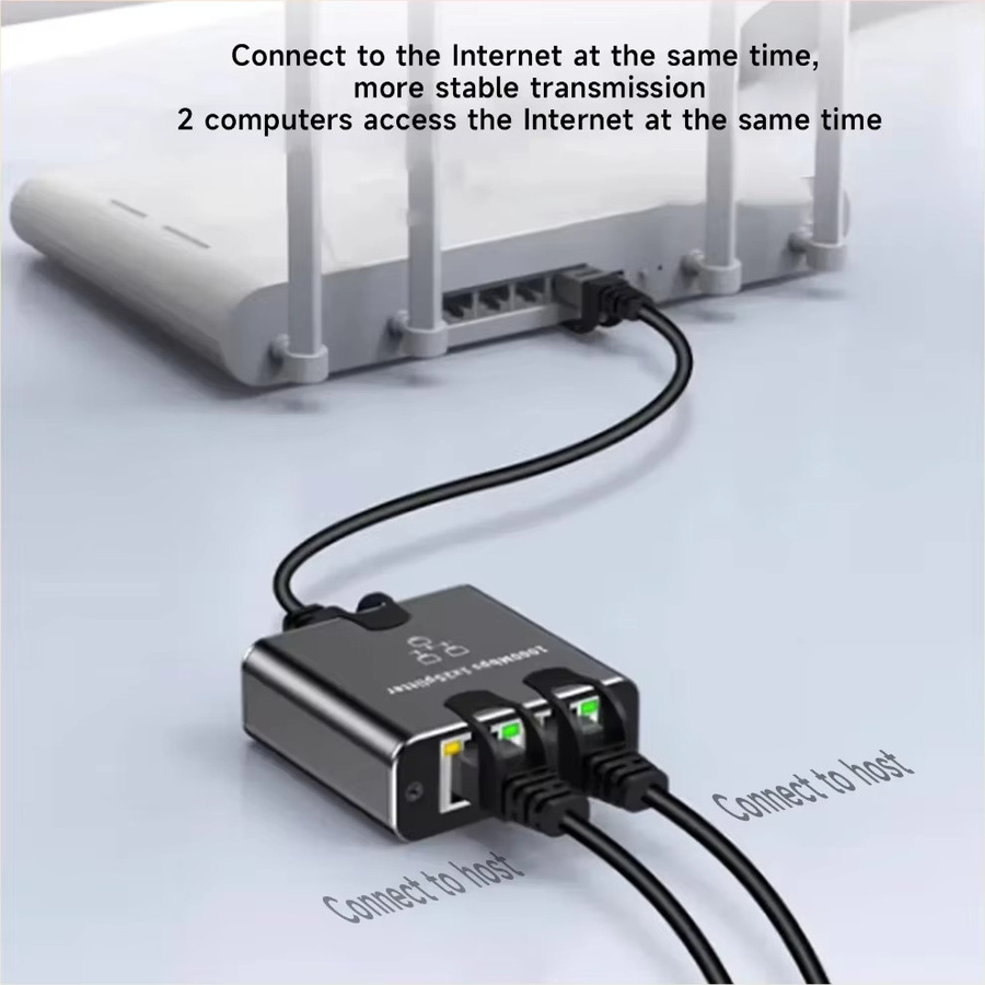 PzzPss Gigabit-Ethernet-Switch RJ45-Splitter LAN-Erweiterungsadapter 1000 Mbit/s Schwarz - Bild 3