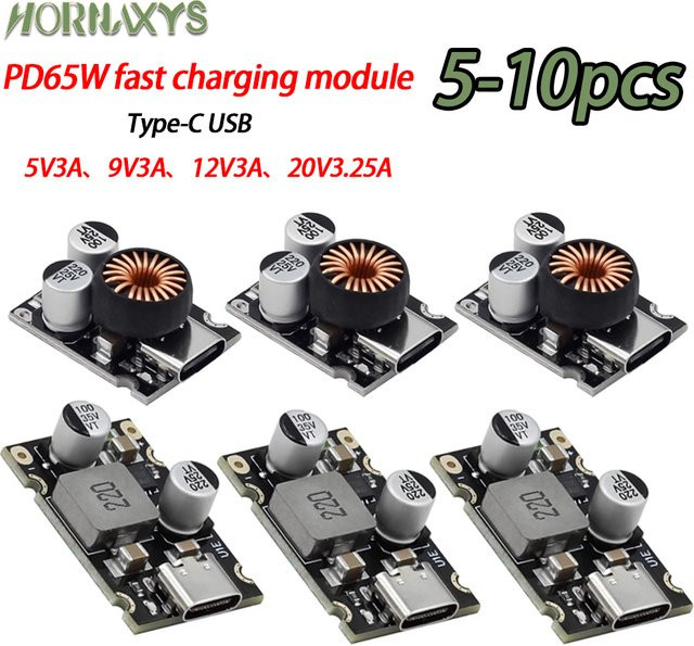 PD65W Schnelllademodul mit USB-C Schnittstelle, unterstützt PD3.1 QC3.0 SCP PPS, Schwarz - Bild 1