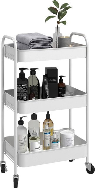 HOMCOM Küchenwagen in Weiß aus Metall und Kunststoff, Modernes Design, B/H/L: 30,6 x 45 x 79 cm - Bild 1