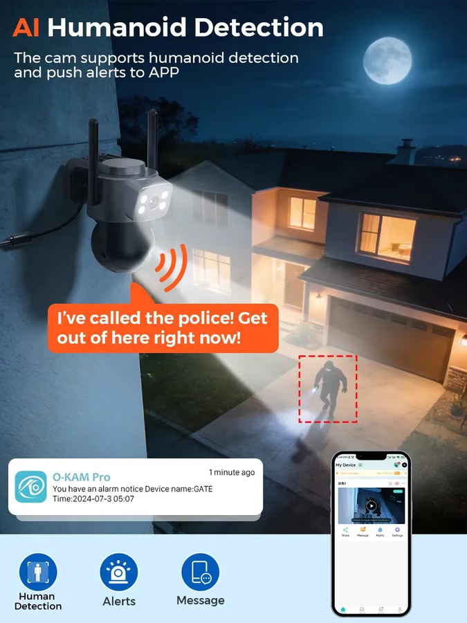 Abuntu 5K HD WLAN-Sicherheitskamera für den Außenbereich mit 8MP Dual-Objektiv, 2,4G+5G Dual-Band, KI-Auto-Tracking und Dual-Bildschirm zur Videoüberwachung - Bild 3