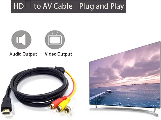 OLOEY HDMI zu 3RCA Kabel Konverter für HD Audio und Video Signalübertragung, Schwarz, 15 m - Bild 1