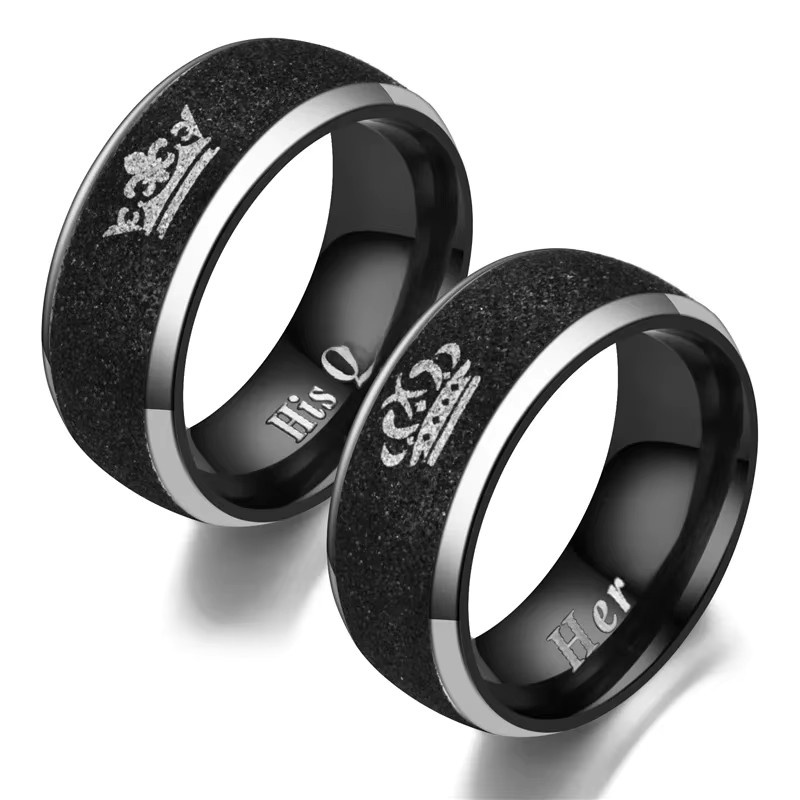 DAIPAN Ringe, Edelstahl, Schwarz, Buchstaben, Unisex - Bild 4