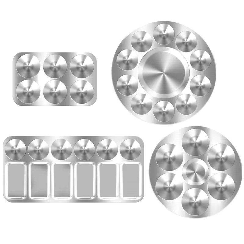 SD&HI Aluminium Farbpalette aus Metall in Silber für Aquarell und Gouache mit 6, 10 oder 12 Löchern - Bild 1