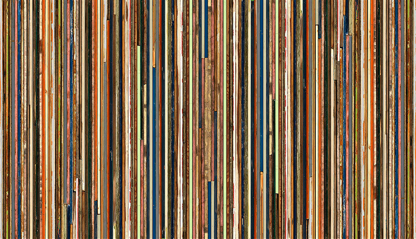 NLXL Tapete Scrapwood Design in Braun und Multicolour, Vliesmural mit Streifenmuster, PHE-15 - Bild 1