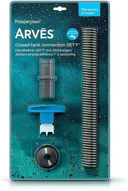 Arves Anschluss-Set mit Handbohrer und Dichtungen aus Kunststoff, 1 Zoll (23,5 mm), Farbe: Basalt Grau - Bild 1