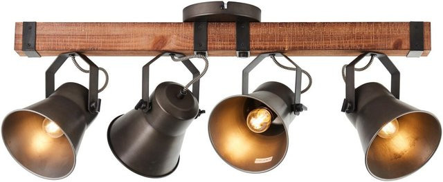 Brilliant Decca Spotbalken Wand-Leuchte 4-flammig in Schwarz und Holz, dimmbar und verstellbar, E27 - Bild 2