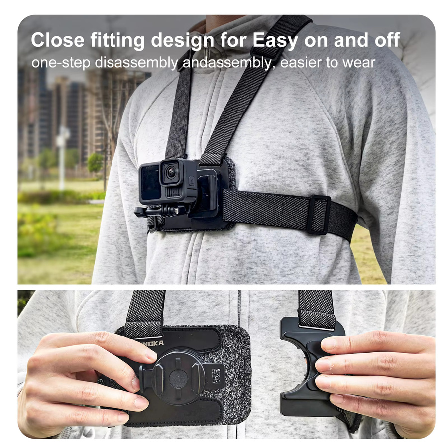 Brustgurt-Trägerhalterung in Schwarz für GoPro, Insta360, DJI Pocket und Action Kameras - Bild 4