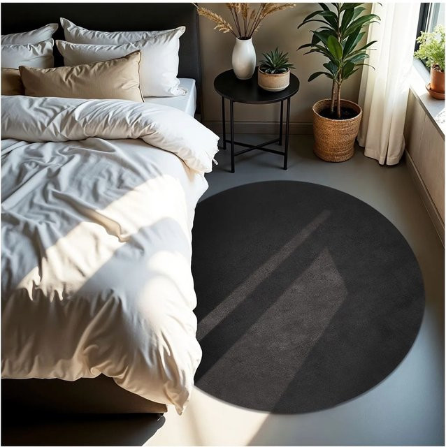 Tectake Kurzflorteppich Soft Zone Rund, Anthrazit, Durchmesser: 120 cm, Höhe: 1,5 cm - Bild 1