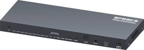 SpeaKa Professional SP-WC-200 HDMI-Matrix-Splitter mit Fernbedienung in Schwarz für Full HD mit HDMI, DisplayPort und USB-C Anschlüssen - Bild 1
