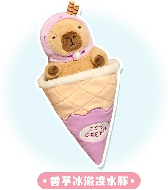 Yiran toy Eiscreme Dessert Capybara Plüschtier, Stofftier, 33cm, ab 14 Jahren - Bild 1