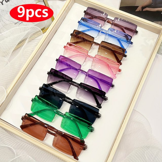 Ah-Mee Sonnenbrille, rechteckig, randlos, Unisex, multicolour - Bild 1