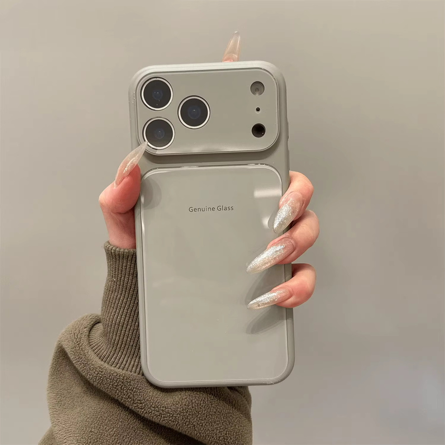ZEAMAR Macaron Großfenster Stoßfängerhülle für iPhone 17 Air 16 15 14 13 12 11 Pro Max Plus in Blau – Stoßfeste Candy-Glas-Panzerrückseite - Bild 1