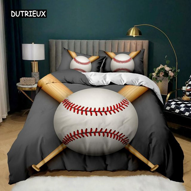 Binchi Outdoor Product Baseball Bettwäsche Set für Kinder und Jugendliche mit 3D Baseballschläger Motiv, Weiß, B/H: 140 x 200 cm - Bild 1