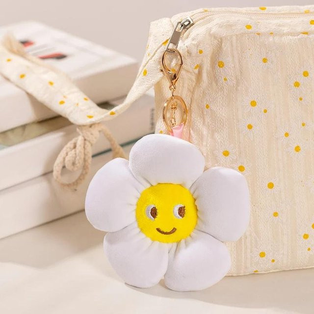 BC Pet Supplies Schlüsselanhänger Sonnenblumen Plüsch, weiß, 13cm - Bild 1