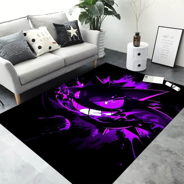 Miniso Gengar Pokemon Anime Teppich in Lila, Rutschfeste Spielmatte für Wohnzimmer, Schlafzimmer und Kinderzimmer, B: 120 cm, T: 160 cm - Bild 1