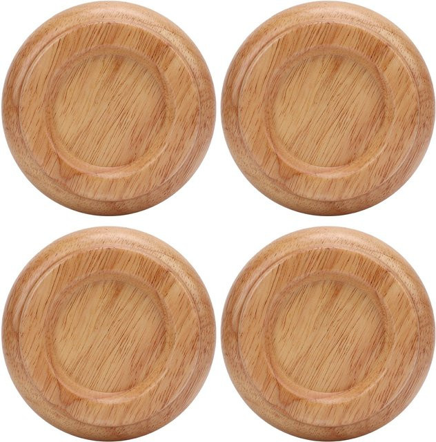 4 Stück Fishine Klavierrollenuntersetzer aus Massivholz mit Schaumstoffbasis, rutschfest und geräuschdämmend, braun - Bild 1