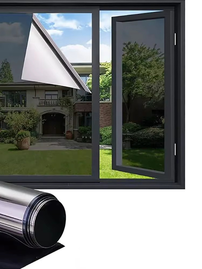 Doppelseitige transparente Fensterfolie von ctzsoop als hitzebeständiger Sonnenschutz und dekorativer Glasaufkleber in Grau - Bild 7