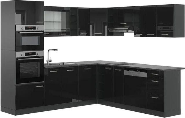 Vicco R-Line Eckküche modern in Anthrazit und Schwarz mit Hochglanz-Finish - Bild 2