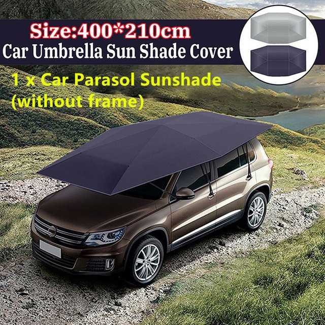 Universal Auto Sonnenschutz Regenschirm Abdeckung Zelt in Silber, UV-Schutz und wasserdicht, B: 400 cm, H: 210 cm - Bild 1