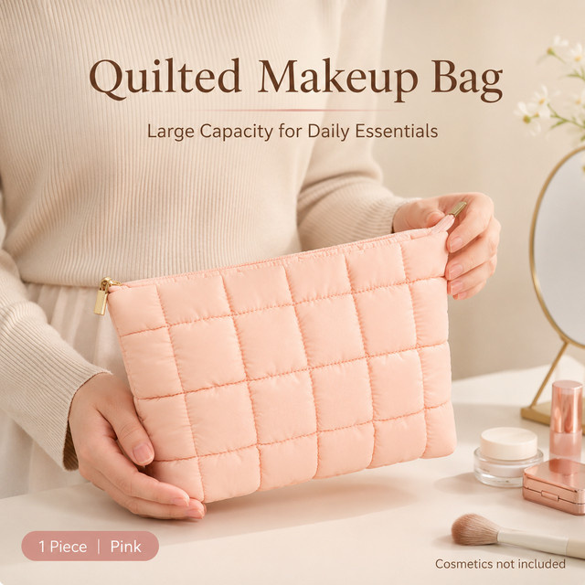 Meltset Gesteppte Kosmetiktasche als Reise-Organizer für Make-up und Schönheitsaccessoires in Schwarz oder Pink, Breite: 25,0 cm, Tiefe: 16,0 cm - Bild 1