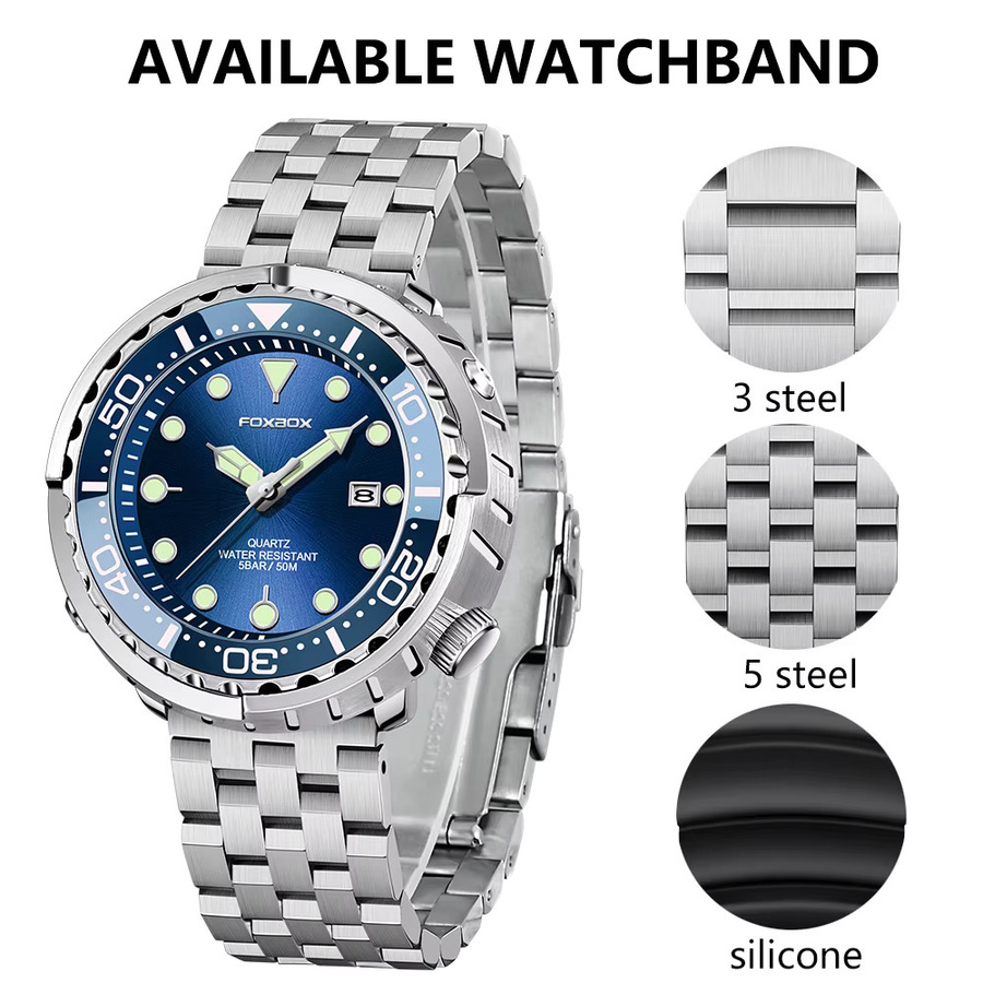 LIGE Armbanduhr Edelstahl, Quarz, Blau, Herren - Bild 4
