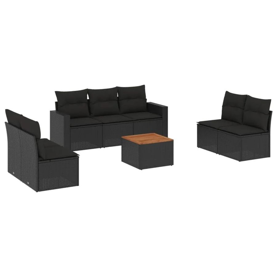 vidaXL 8-teilige Garten-Sofagarnitur aus Poly-Rattan in Schwarz mit Kissen und Stauraum - Bild 2