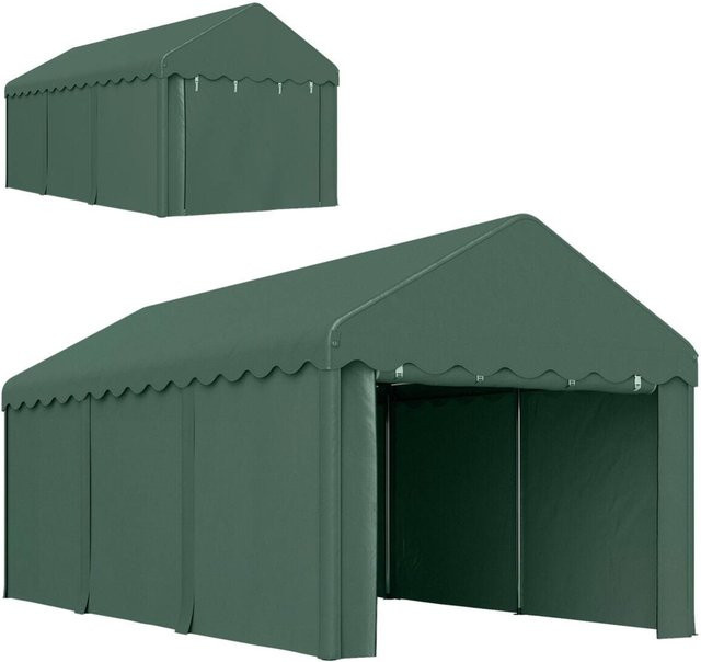 Outsunny Carport Dunkelgrün mit 2 Eingängen und Polyesterdach B/H/L: 300 x 280 x 594 cm - Bild 3
