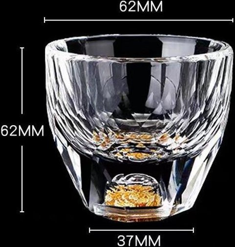 Yiran Furniture Brillen-Teeservice aus Kristallglas mit Goldfolien-Design, 2er-Set, Transparent/Gold, Füllmenge: 50 ml - Bild 1