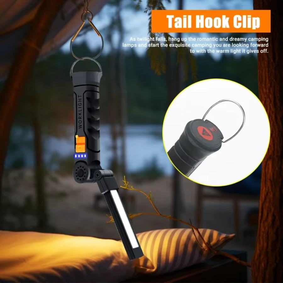 LONGRIVER Tragbare COB-LED-Taschenlampe in Schwarz mit USB-Ladefunktion und Magnet für Notfall und Arbeit - Bild 3