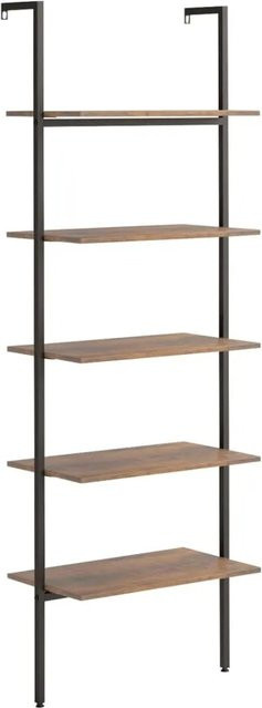 vidaXL Anlehnregal mit 5 Ablagen in Dunkelbraun und Schwarz, B/T/H: 64 x 35 x 185 cm - Bild 1